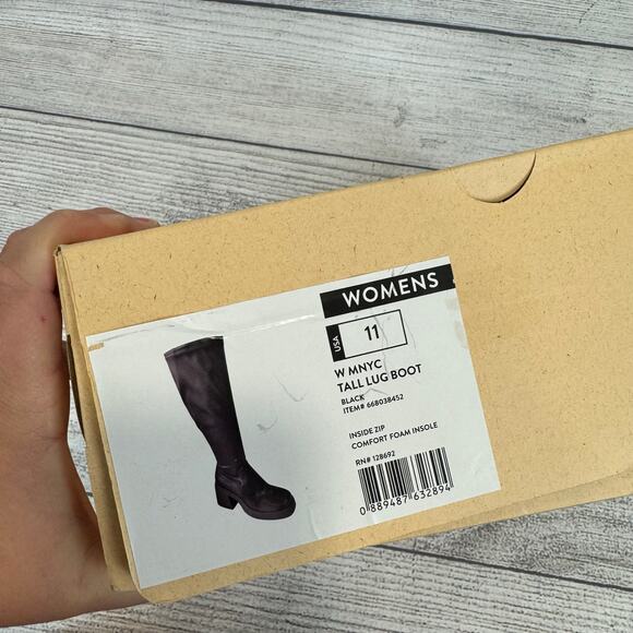 Madden NYC Women's Black Tall Lug Chunky Sleek Boots Size 11 - Picture 11 of 11